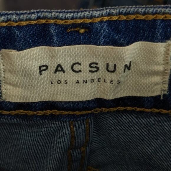 PacSun Punk Blue Los Angeles Patched High Rise Retro Fit Jeans Size 25 - Picture 7 of 11